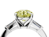 White gold Fancy Yellow Round  Cut Diamond Solitaire Ring with Tapered Baguette Accents and Four-Prong Setting_4