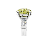 White gold Fancy Yellow Round  Cut Diamond Solitaire Ring with Tapered Baguette Accents and Four-Prong Setting_5