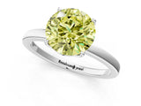 White gold Fancy Yellow Round Cut Diamond Solitaire Ring with Thin Band and Prong Setting_26