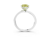 White gold Fancy Yellow Round Cut Diamond Solitaire Ring with Thin Band and Prong Setting_28