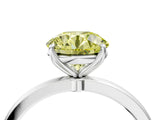 White gold Fancy Yellow Round Cut Diamond Solitaire Ring with Thin Band and Prong Setting_29
