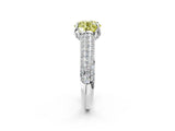 White gold Fancy Yellow Round Cut Diamond Solitaire Ring with Three-Row Pavé Band and Four-Prong Setting_30