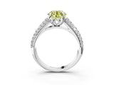 White gold Fancy Yellow Round Cut Diamond Solitaire Ring with Three-Row Pavé Band and Four-Prong Setting_31
