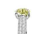 White gold Fancy Yellow Round Cut Diamond Solitaire Ring with Three-Row Pavé Band and Four-Prong Setting_34