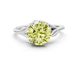 White gold Fancy Yellow Round Cut Diamond Solitaire Ring with Twist Band and Four-Prong Setting_77