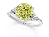 White gold Fancy Yellow Round Cut Diamond Solitaire Ring with Twist Band and Four-Prong Setting_78