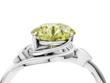 White gold Fancy Yellow Round Cut Diamond Solitaire Ring with Twist Band and Four-Prong Setting_81