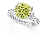 White gold Fancy Yellow Round Cut Diamond Solitaire Twist Band Prong Setting Ring_68