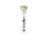 White gold Fancy Yellow Round Cut Diamond Solitaire Twist Band Prong Setting Ring_69