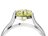 White gold Fancy Yellow Round Cut Diamond Solitaire Twist Band Prong Setting Ring_71
