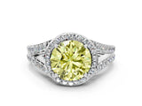 White gold Fancy Yellow Round Cut Diamond Split Shank Halo Ring with Four-Prong Setting_41