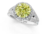 White gold Fancy Yellow Round Cut Diamond Split Shank Halo Ring with Four-Prong Setting_42