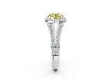 White gold Fancy Yellow Round Cut Diamond Split Shank Halo Ring with Four-Prong Setting_43