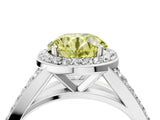 White gold Fancy Yellow Round Cut Diamond Split Shank Halo Ring with Four-Prong Setting_45