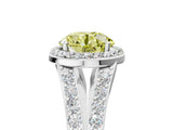 White gold Fancy Yellow Round Cut Diamond Split Shank Halo Ring with Four-Prong Setting_46