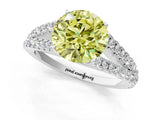 White gold Fancy Yellow Round Cut Diamond Split Shank Pavé Engagement Ring with Four-Prong Setting_30