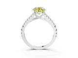 White gold Fancy Yellow Round Cut Diamond Split Shank Pavé Engagement Ring with Four-Prong Setting_32