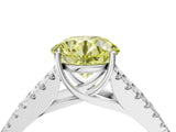 White gold Fancy Yellow Round Cut Diamond Split Shank Pavé Engagement Ring with Four-Prong Setting_33