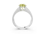 White gold Fancy Yellow Round Cut Diamond Split Shank Ring with Pavé Band and Four-Prong Setting_32