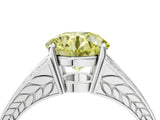 White gold Fancy Yellow Round Cut Diamond Split Shank Ring with Pavé Band and Four-Prong Setting_33