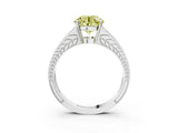 White gold Fancy Yellow Round Cut Diamond Split Shank Ring with Pavé Band and Four-Prong Setting_62