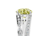 White gold Fancy Yellow Round Cut Diamond Split Shank Ring with Pavé Band and Four-Prong Setting_64