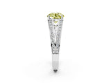 White gold Fancy Yellow Round Cut Diamond Split Shank Ring with Pavé Band and Four-Prong Setting_73