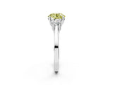 White gold Fancy Yellow Round Cut Diamond Three-Stone Engagement Ring with Prong Setting and Pavé Band_2