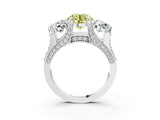 White gold Fancy Yellow Round Cut Diamond Three-Stone Ring with Channel Set Band and Four-Prong Setting_48