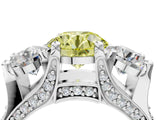 White gold Fancy Yellow Round Cut Diamond Three-Stone Ring with Channel Set Band and Four-Prong Setting_49