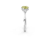 White gold Fancy Yellow Round Cut Diamond Three-Stone Ring with Pear  Side Stones and Prong Setting_180