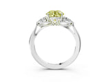 White gold Fancy Yellow Round Cut Diamond Three-Stone Ring with Pear  Side Stones and Prong Setting_181