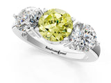 White gold Fancy Yellow Round Cut Diamond Three-Stone Ring with Prong Setting and Classic Band_87