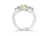 White gold Fancy Yellow Round Cut Diamond Three-Stone Ring with Prong Setting and Classic Band_89