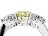 White gold Fancy Yellow Round Cut Diamond Three-Stone Ring with Prong Setting and Classic Band_90