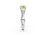 White gold Fancy Yellow Round  Cut Diamond Twist Band Solitaire with Prong Setting_2