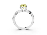 White gold Fancy Yellow Round  Cut Diamond Twist Band Solitaire with Prong Setting_3