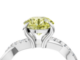 White gold Fancy Yellow Round  Cut Diamond Twist Band Solitaire with Prong Setting_4