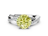 White gold Fancy Yellow Round  Cut Diamond Twisted Band Engagement Ring with Prong Setting_3