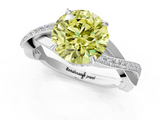White gold Fancy Yellow Round  Cut Diamond Twisted Band Engagement Ring with Prong Setting_4