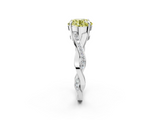 White gold Fancy Yellow Round  Cut Diamond Twisted Band Engagement Ring with Prong Setting_5