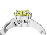 White gold Fancy Yellow Round  Cut Diamond Twisted Band Engagement Ring with Prong Setting_7