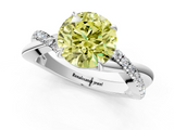 White gold Fancy Yellow Round  Cut Diamond Twisted Band with Pavé Setting and Four-Prong Setting_1