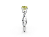 White gold Fancy Yellow Round  Cut Diamond Twisted Band with Pavé Setting and Four-Prong Setting_2