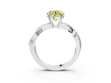 White gold Fancy Yellow Round  Cut Diamond Twisted Band with Pavé Setting and Four-Prong Setting_3