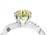 White gold Fancy Yellow Round  Cut Diamond Twisted Band with Pavé Setting and Four-Prong Setting_4