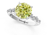 White gold Fancy Yellow Round  Cut Diamond Vine Band with Four-Prong Setting_1