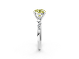 White gold Fancy Yellow Round  Cut Diamond Vine Band with Four-Prong Setting_2