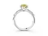 White gold Fancy Yellow Round  Cut Diamond Vine Band with Four-Prong Setting_3