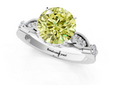 White gold Fancy Yellow Round  Cut Diamond with Milgrain Marquise and Bezel Accents on a Solitaire Band with Prong Setting_1